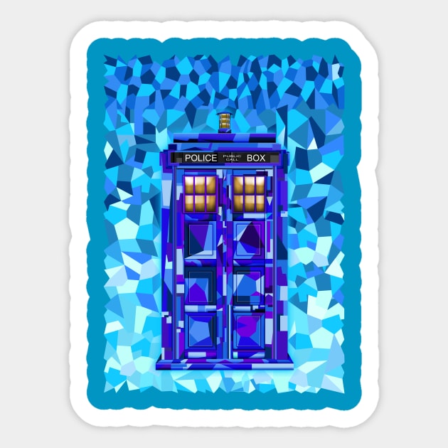 British Blue phone box cubic art Sticker by Dezigner007